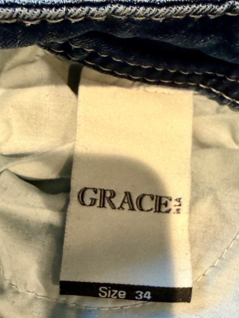 Grace Women’s Medium Blue Bootcut Jeans with Beaded Back Pockets - Picture 6 of 10